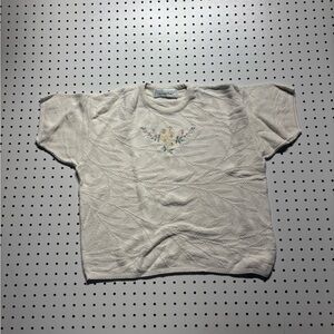 Charming Cream Women’s ' Sweater with Floral Embroidery